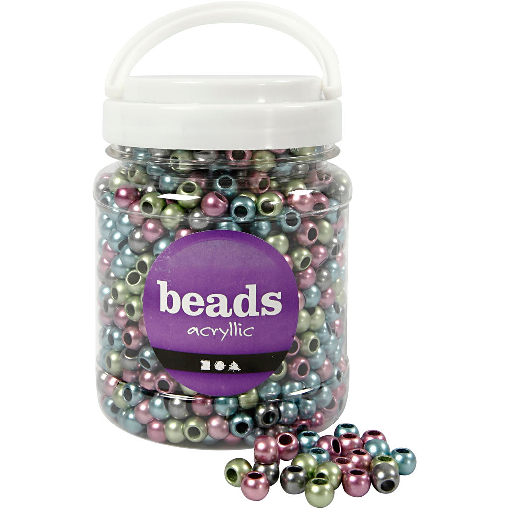 Perles poney Creativ Company, d 10 mm, diamètre du trou 4 mm, env. 1000 pièces, 380 g, 700 ml 1 boîte