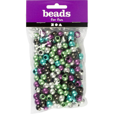 Perles poney Creativ Company, d 10 mm, diamètre du trou 4 mm, env. 145 pièces, couleurs métallisées, 60 gr, 125 ml 1 boîte