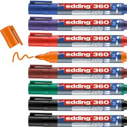 Marqueur pour tableau 360 edding pointe ronde 1,5-3mm assorti 8 pièces