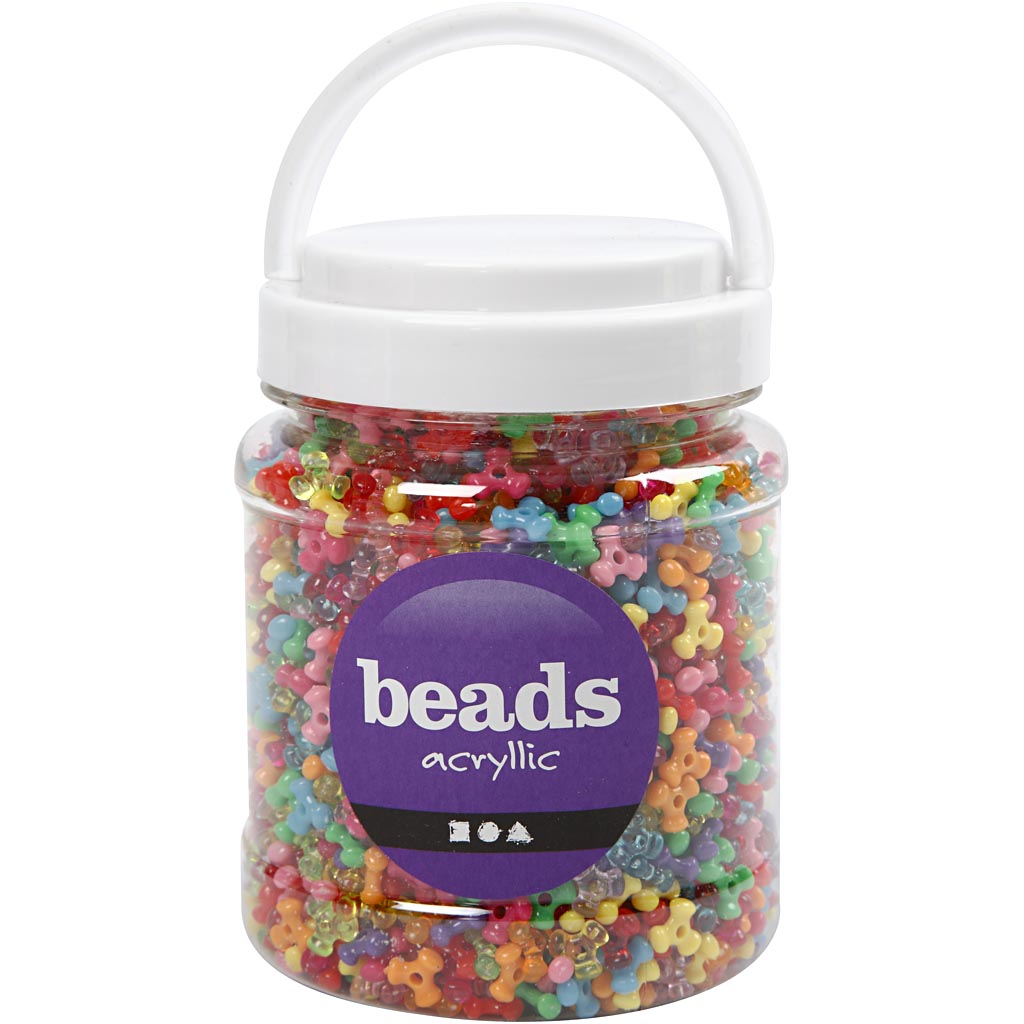 Mélange de trois perles Creativ Company, d 10 mm, taille du trou 2 mm, env. 2800 pièces, différentes couleurs, 385 g, 700 ml 1 boîte