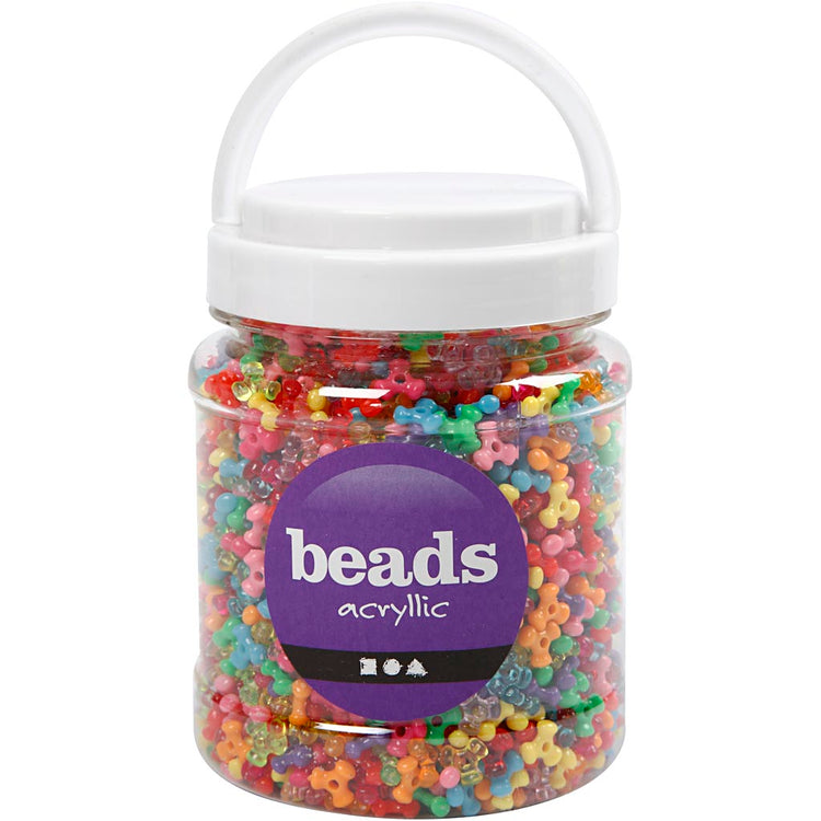 Mélange de trois perles Creativ Company, d 10 mm, taille du trou 2 mm, env. 2800 pièces, différentes couleurs, 385 g, 700 ml 1 boîte