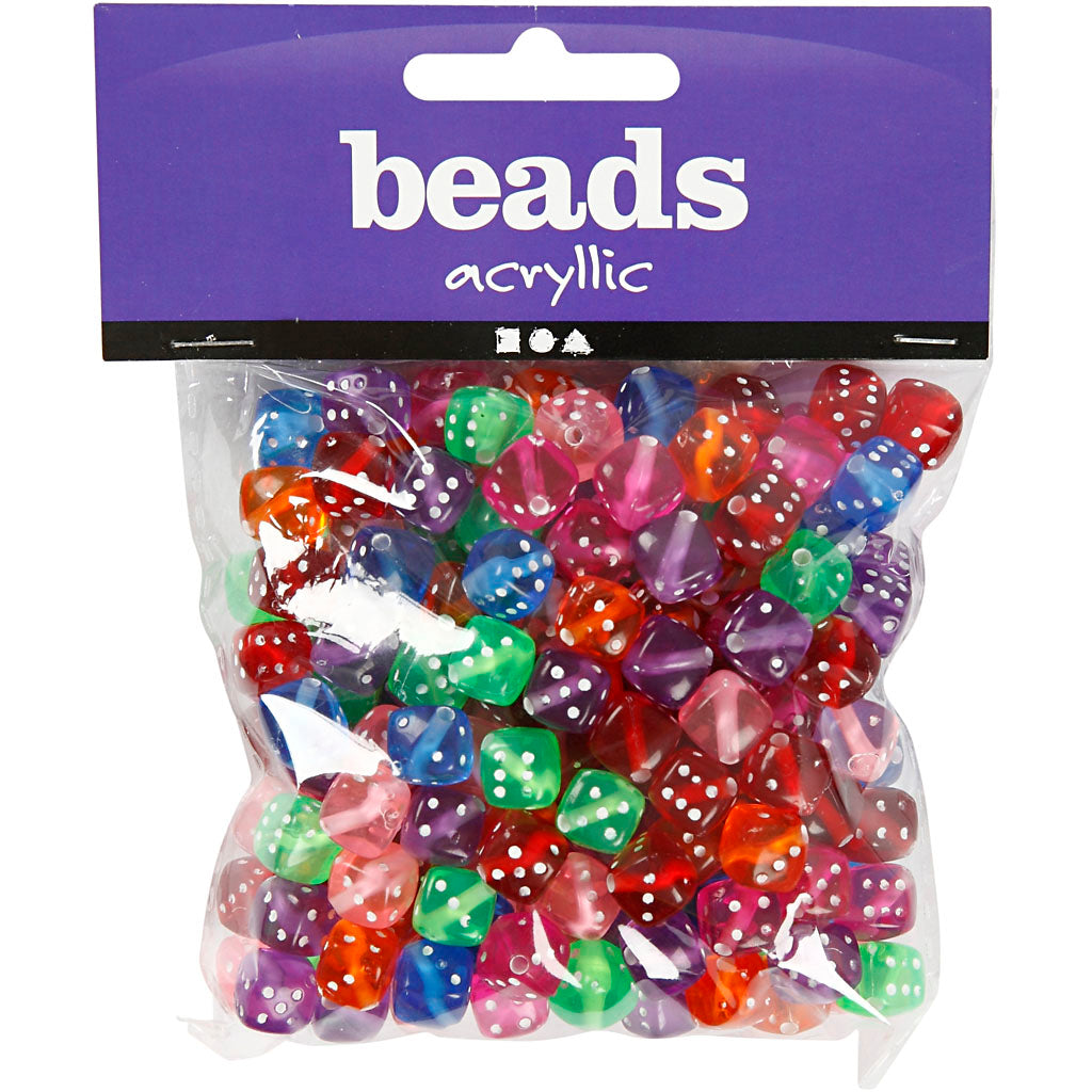 Perles de dés Creativ company, taille 7x7 mm, diamètre du trou 1,5 mm, 105 gr, 125 ml 1 boîte