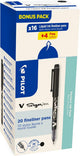 Stylo Pilot fineliner v-sign, boîte de 16 + 4 pièces, noir