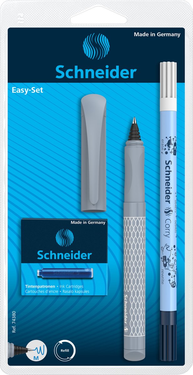 Instruments d'écriture Schneider roller schneider - ensemble facile - comprenant une gomme à encre et des cartouches d'encre - s-74380