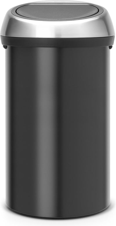 Poubelle Brabantia Touch Bin - 60 litres - couvercle anti-empreintes digitales en acier mat noir mat