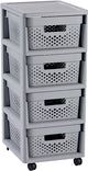 Système de tiroirs Curver infinity dots - 4 tiroirs de 11l - avec roulettes - 36x30×66 cm - gris