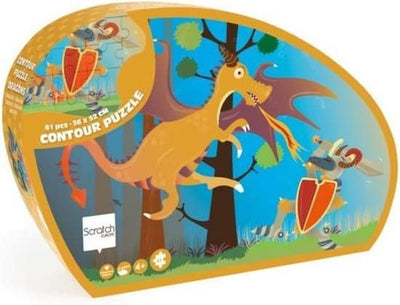 Scratch Contour Puzzle Van Draak avec Knight 61 pièces