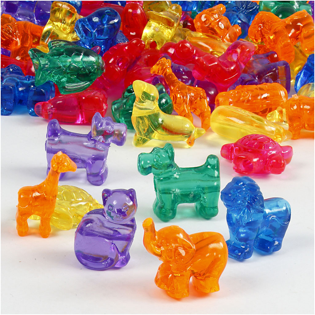 Perles figurines Creativ Company, taille 25 mm, diamètre du trou 4 mm, env. 220 pièces, différentes couleurs, 700 ml 1 boîte