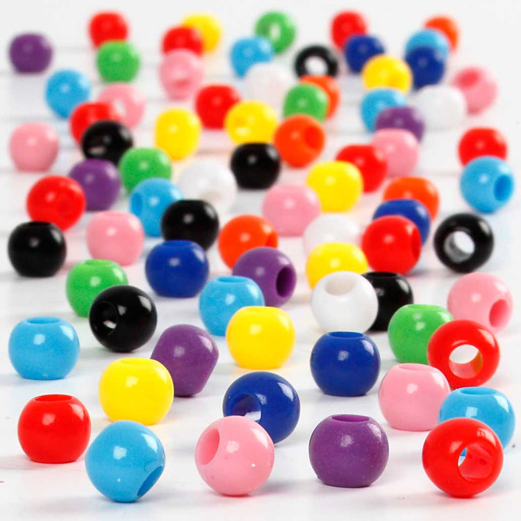 Perles poney Creativ Company, d 6 mm, diamètre du trou 3 mm, env. 600 pièces, 75 g, 125 ml 1 boîte