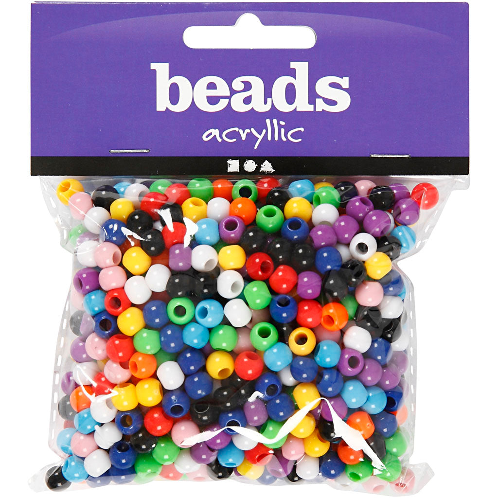 Perles poney Creativ Company, d 6 mm, diamètre du trou 3 mm, env. 600 pièces, 75 g, 125 ml 1 boîte