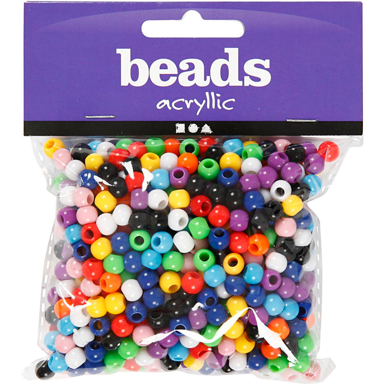 Perles poney Creativ Company, d 6 mm, diamètre du trou 3 mm, env. 600 pièces, 75 g, 125 ml 1 boîte
