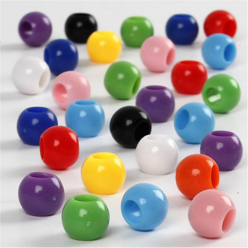 Perles poney Creativ Company, d 8 mm, diamètre du trou 4 mm, env. 370 pièces, 70 g, 125 ml 1 boîte
