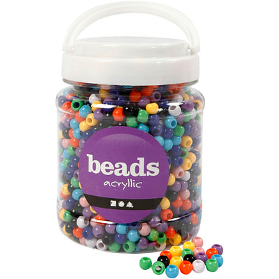 Perles poney Creativ Company, d 8 mm, diamètre du trou 4 mm, env. 2280 pièces, différentes couleurs, 415 g, 700 ml 1 boîte