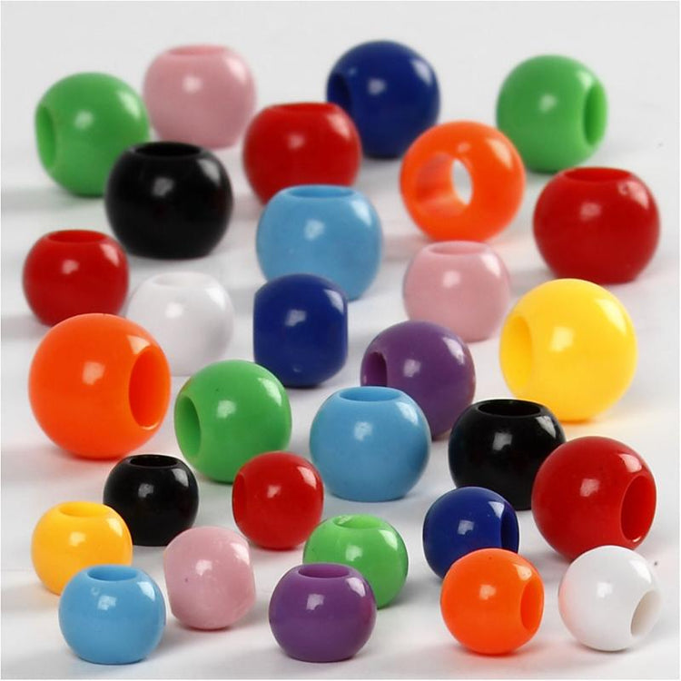 Perles poney Creativ Company, taille 6-10 mm, diamètre du trou 3-5 mm, env. 444 pièces, 85 g, 150 ml 1 boîte