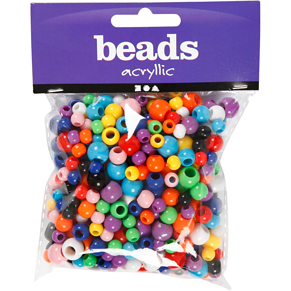 Perles poney Creativ Company, taille 6-10 mm, diamètre du trou 3-5 mm, env. 444 pièces, 85 g, 150 ml 1 boîte