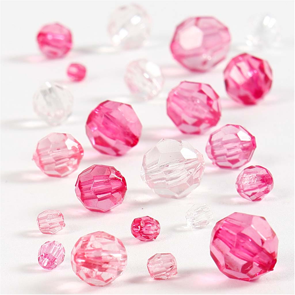 Creativ Company Facet Beads Mélanger le rose, 45 grammes