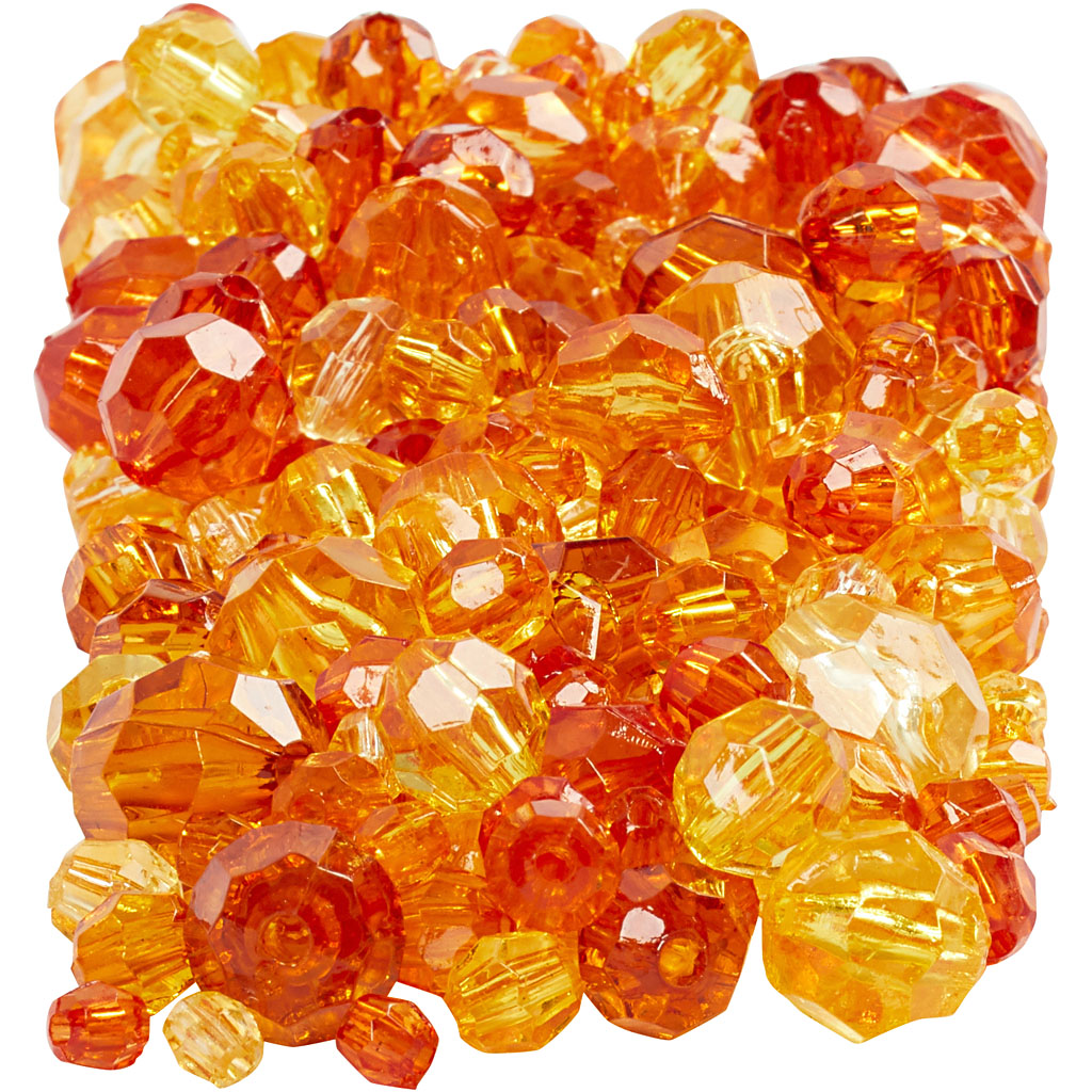 Perles à facettes Creativ Company, taille 4-12 mm, diamètre du trou 1-2,5 mm, env. 860 pièces, jaune (32227), 250 g 1 boîte