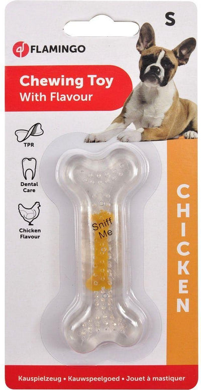 Jouet pour chien Flamingo os TPR au goût de poulet - multi - 8 cm