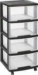 Système de tiroirs Curver essentials - 4x20 litres - noir - avec roulettes
