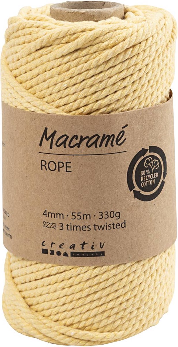 Crétiv Company macrame cordon jaune clair, 55m