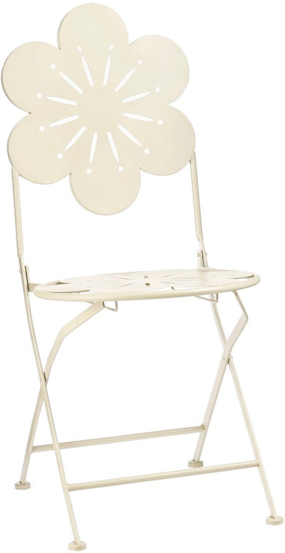 Mica decorations chaise bistro fleurie - h93 x ø41 cm - fer - beige