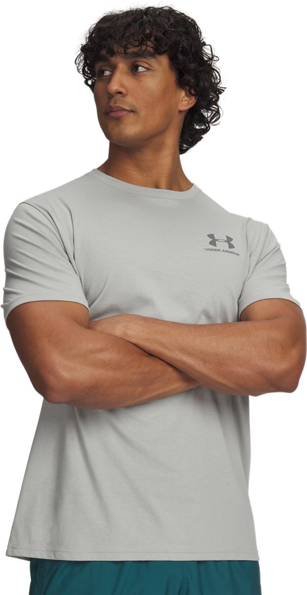 Under Armour UA M Sportstyle LC SS-Gry Chemise de sport pour hommes - Titane - Vert Argile