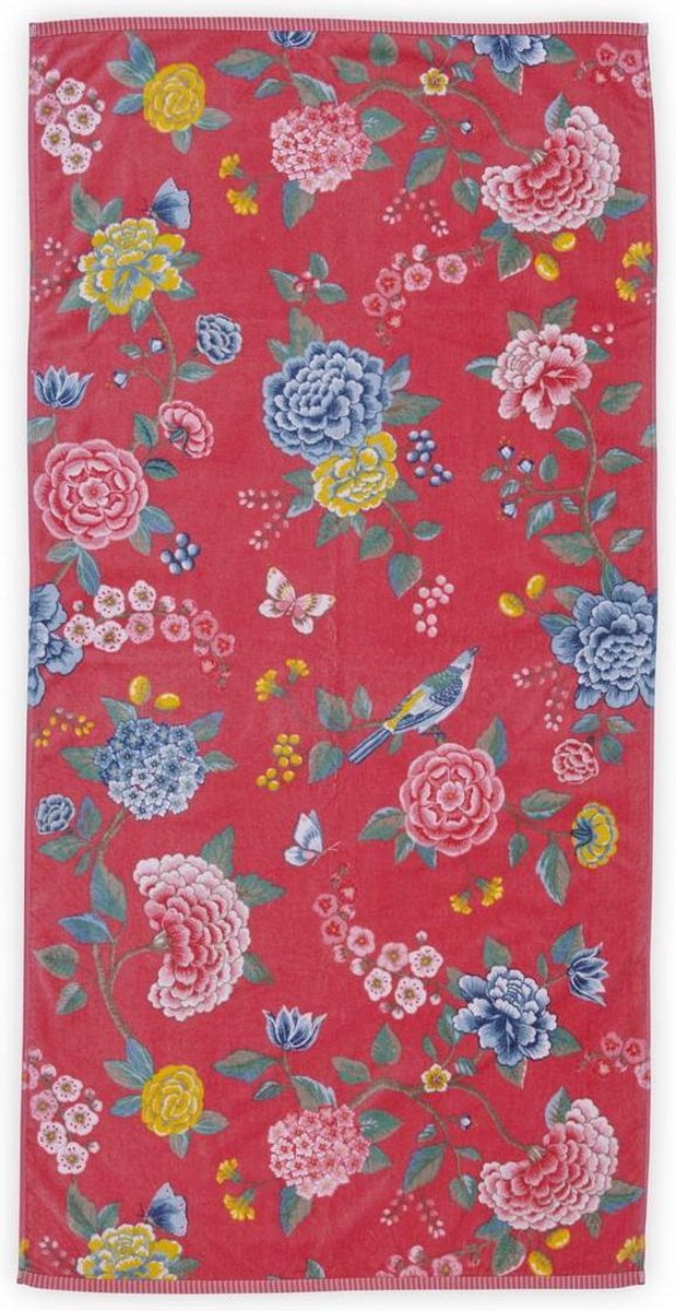 Pip studio bonsoir - serviette de bain - 70x140cm - rouge corail