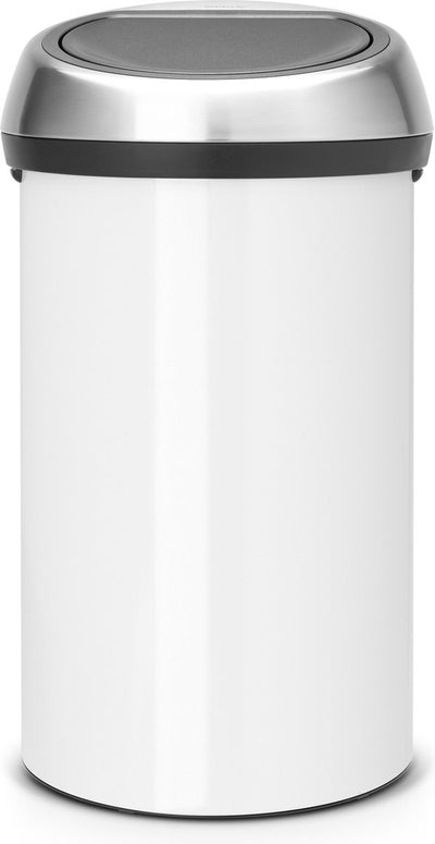 Poubelle Brabantia Touch Bin - 60 litres - couvercle anti-empreintes digitales en acier blanc mat