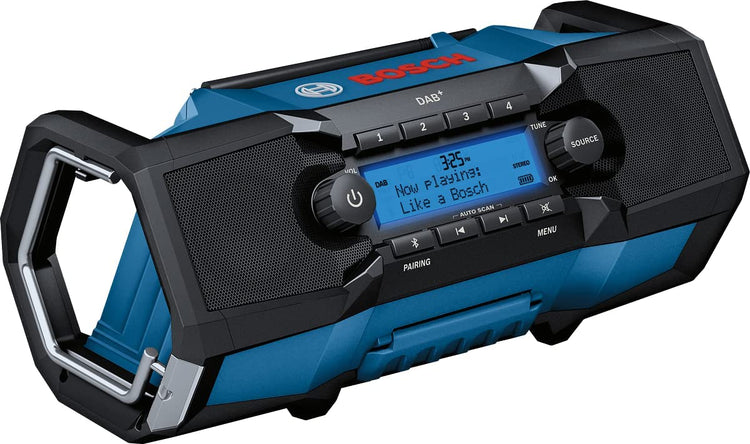 Bosch bleu gpb 18 v-2 sc radio de chantier 18v ​​| (réception via DAB+, Bluetooth, FM et AUX) | sans chargeur de batterie - 06014a3100