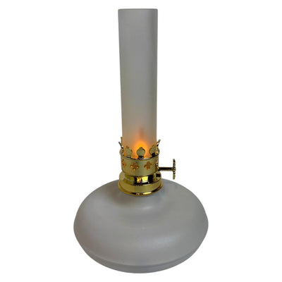 Lampe à huile LED ambiance Mansion flamme blanche 13x13x21,5cm