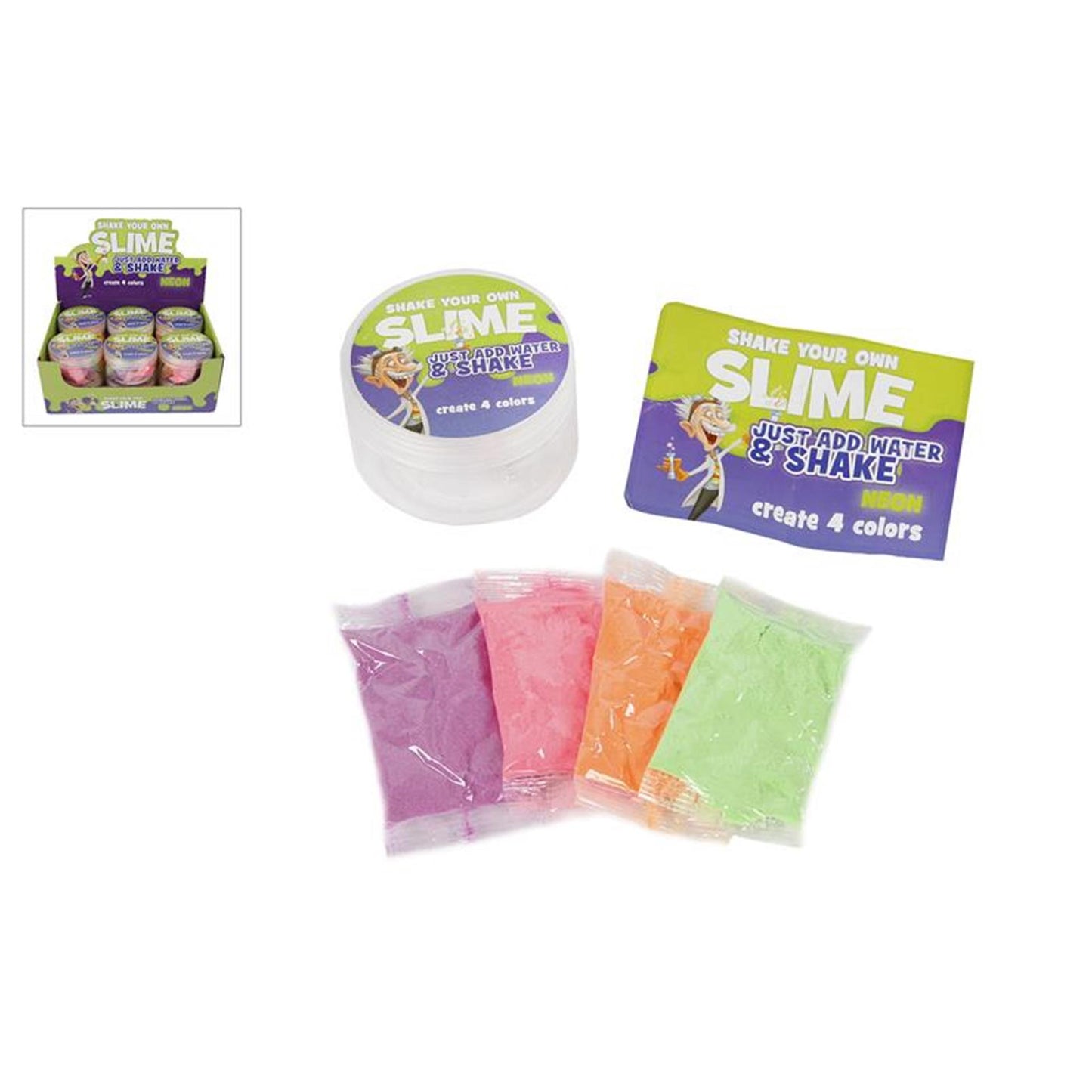Professeur slime secoue et fabrique 4x slime