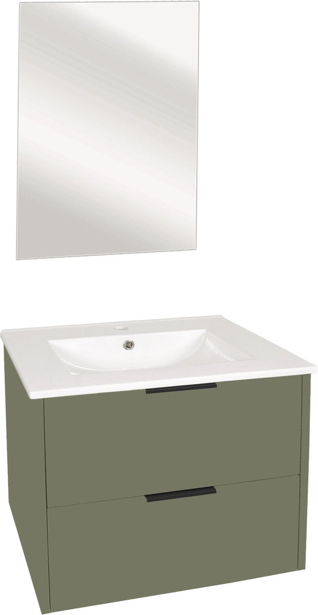 Differnz bolo ensemble de meubles de salle de bain 61x50x46cm fsc mfc board blanc céramique vert mat