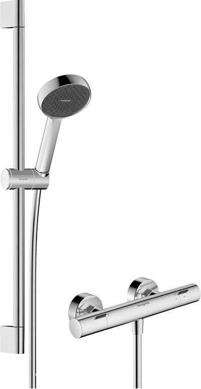 Hansgrohe rénovation activatera select s 95 2jet ecosmart avec ecostat fine et barre coulissante 65 cm chromé