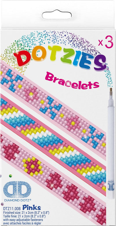 Diamond dotz® bracelets diamant dotz dotzies roses - peinture diamant - 804 dotz - 21x2 cm