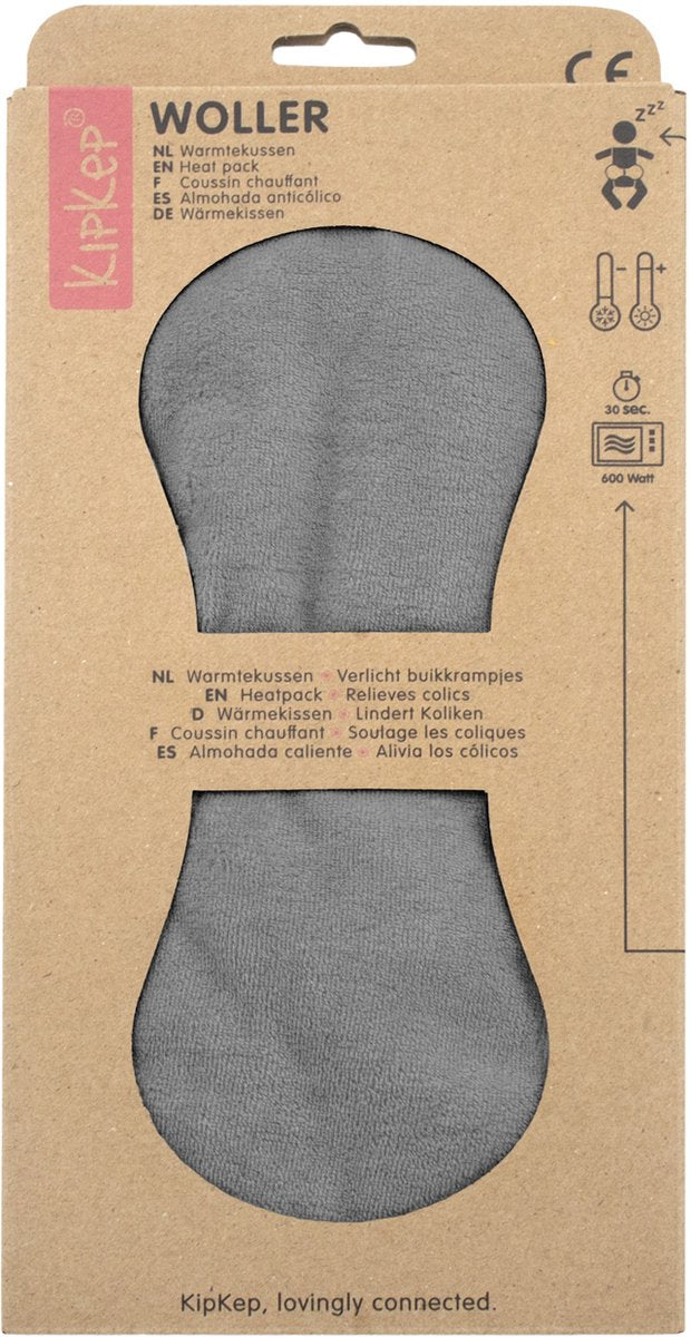 Kipkep woller coussin chauffant - gris galet - pouf - pour crampes d'estomac - bouillotte - agitation - bébé qui pleure - gris