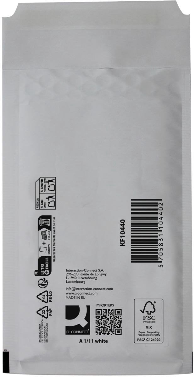 Enveloppes à bulles Q-connect, blanches, 1-a, 120 x 175 mm, boîte de 200 pièces