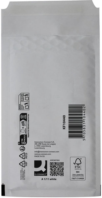 Enveloppes à bulles Q-connect, blanches, 1-a, 120 x 175 mm, boîte de 200 pièces