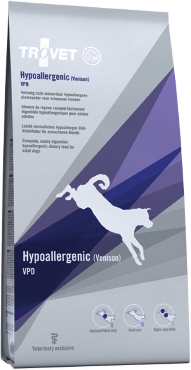 0 0 trovet vpd chien hypoallergénique - nourriture diététique pour chien - cerf 3 kg