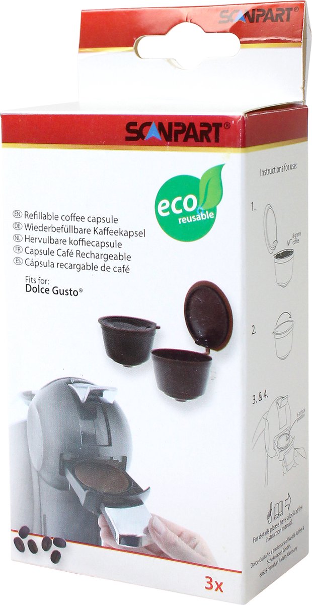 Porte-gobelet à café rechargeable Scanpart - pour café moulu - adapté aux machines Dolce Gusto - alternative - 3 pièces
