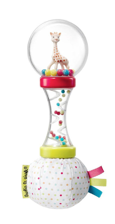 Hochet maracas doux Sophie la girafe - jouets bébé - cadeau maternité - cadeau baby shower - dans coffret cadeau blanc - à partir de 3 mois - 6x6x17 cm