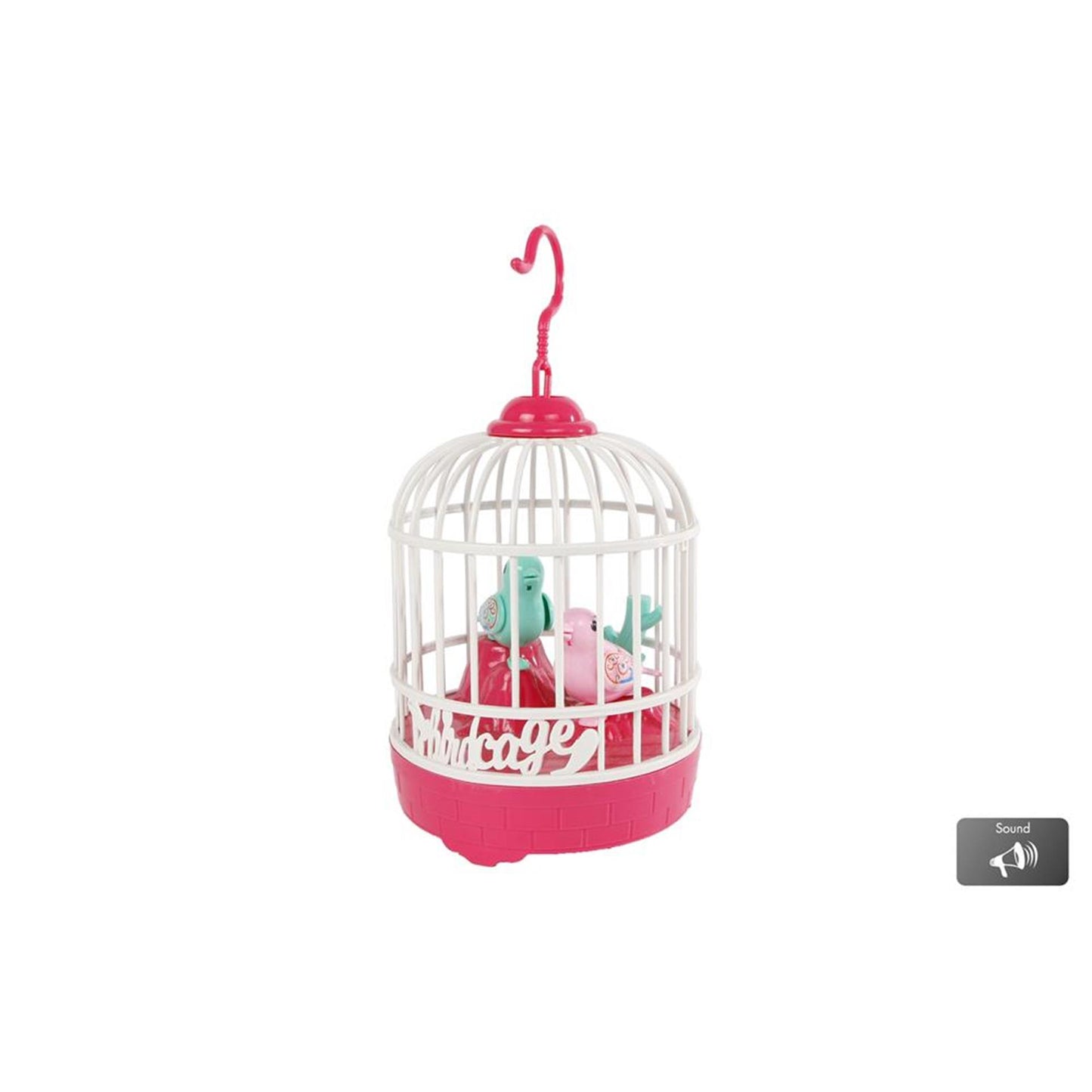 Oiseau sifflant en cage avec du son, 15 cm