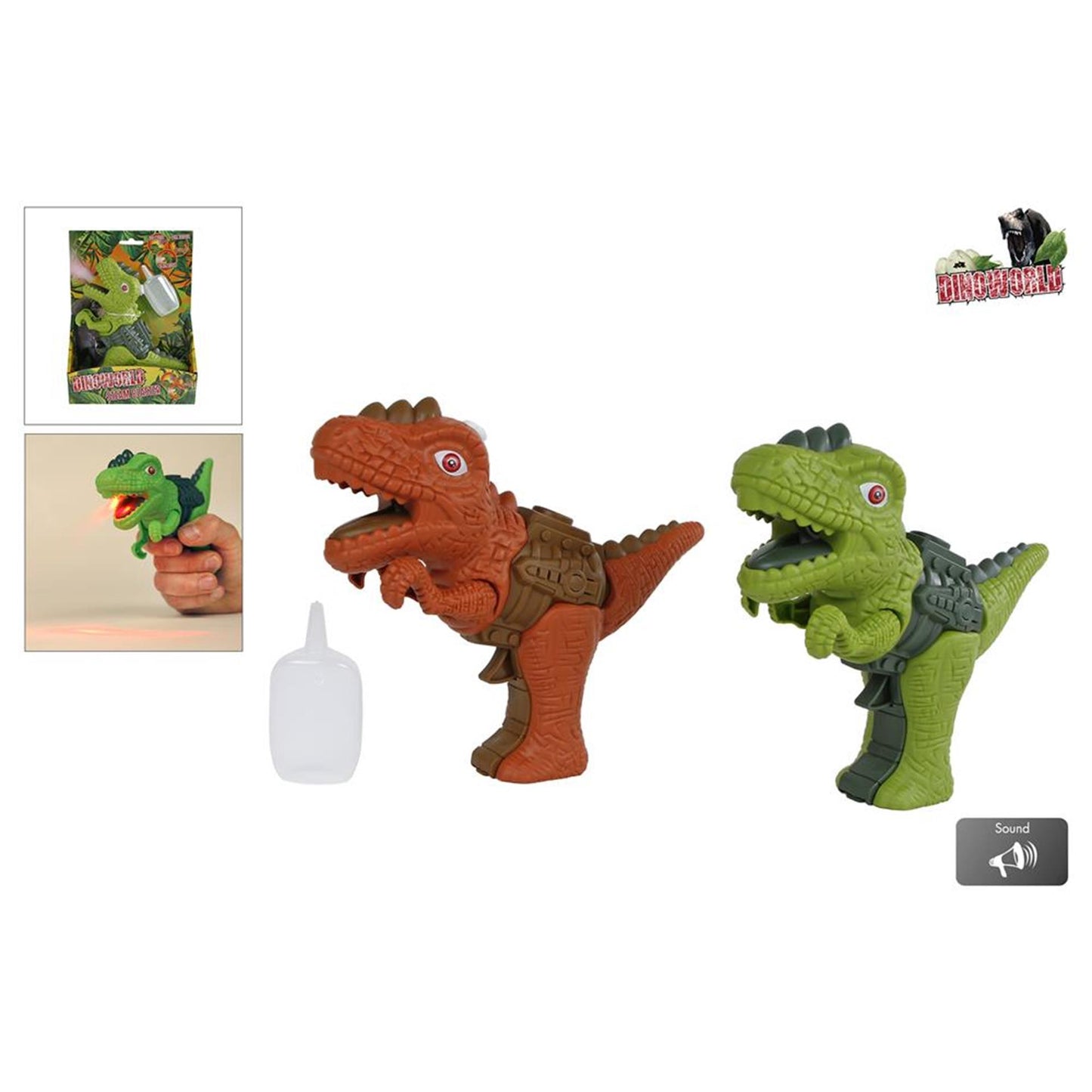 Dinosaure dinoworld avec lumière et son à vapeur, 17 cm