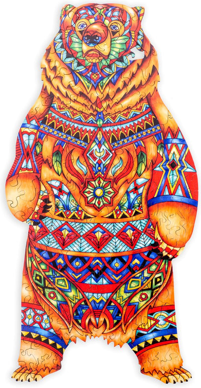 Engelhart puzzle en bois ours - 193 pièces de puzzle uniques - grand puzzle en bois de taille A3 - jeu de puzzle d'animaux - jeu de réflexion stimulant - avec étui de rangement -