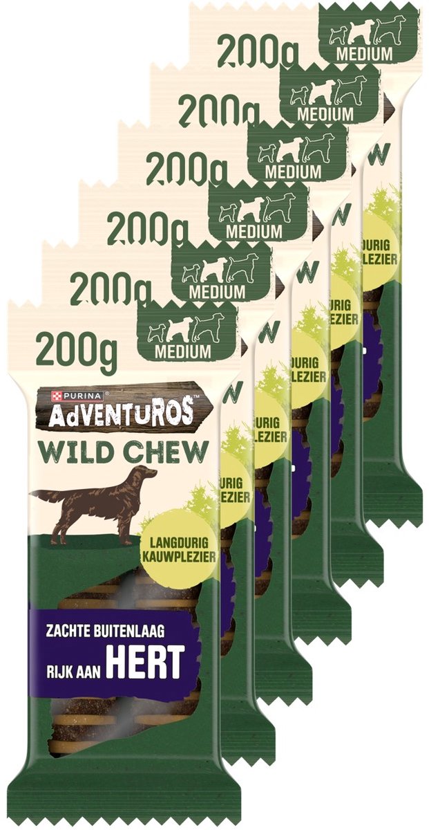 Adventuros wild chew medium - snacks pour chiens - cerf - 6 x 200 g