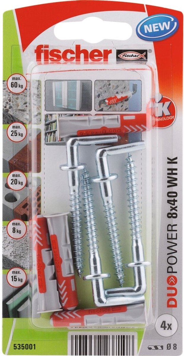 Fischer 535001 duopower 8 x 40 wh k nv jeu de fiches 40 mm 8 mm 1 jeu(s)