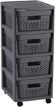 Système de tiroirs Curver infinity dots - 4 tiroirs de 11l - avec roulettes - 36x30×66 cm - anthracite