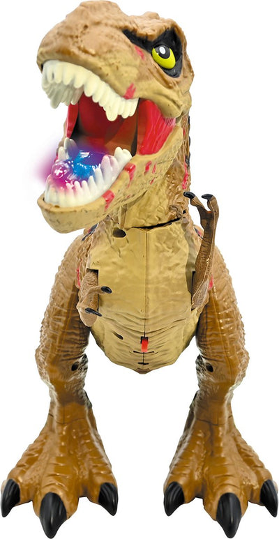Télécommande Lexibook RC Tirex Dinosaure LED crachant de la fumée avec sons, effets de lumière et contrôle gestuel.