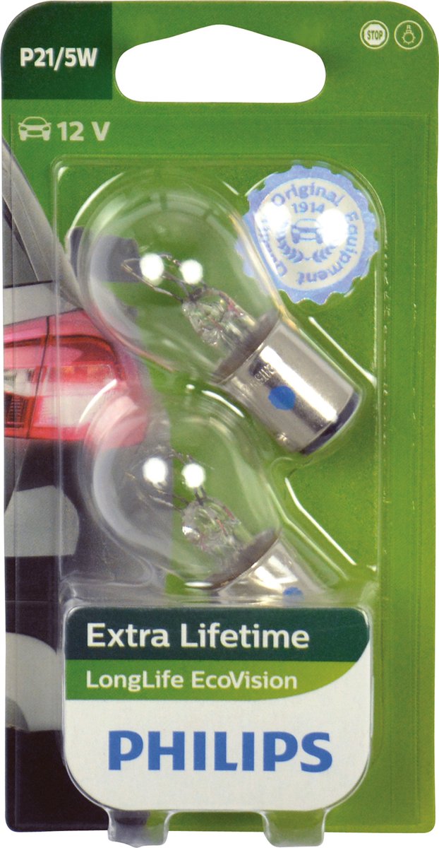 Philips éclairage intérieur p21 5w longue durée ecovision 12v 2 pièces