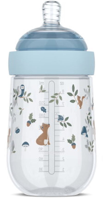 Mepal biberon mio little dutch - 240 ml - anti-colique - la conception en spirale empêche le colmatage - silicone de qualité médicale - amis de la forêt