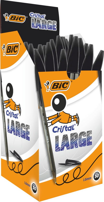 Bic cristal grand - 0,42 mm noir - 50 pièces